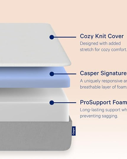Casper Sleep Element Mattress, King, Grey & Original Pillow for Sleeping, King, White, Two Pack - LeafyLoom