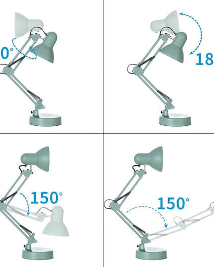 Led Desk Lamp with Clamp - Swing Arm Desk Lamp with 1 LED Cold Light Bulbs 6500K - Adjustable Table Lamp，Used for Office, Work, Study, Dormitory Reading and Eye Protection Desk Lamp (Green-01) - LeafyLoom