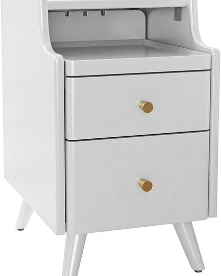 Solid Wood Nightstand, Nightstand with Drawers, Walnut Bedside Table for Bedroom - LeafyLoom