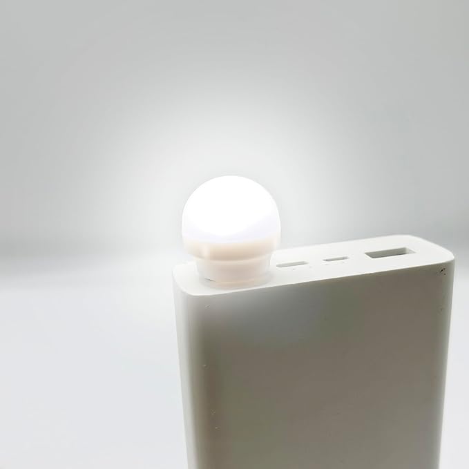 USB Night Light, LED Mini Light Bulb, Plug in Night Light, Flexible Ambient Light, USB Light Bulb for Bedroom, Bathroom, Hallway，Emergency Lighting, Car USB Light (8 Pack,White) - LeafyLoom