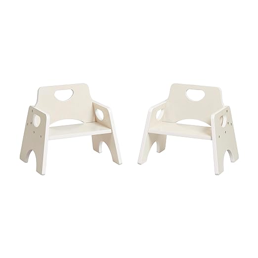 ECR4Kids Stackable Wooden Toddler Chair, 6in, Kids Furniture, White Wash, 2-Pack - LeafyLoom