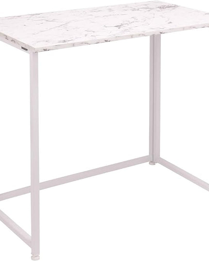 Leopard Outdoor Products Folding Computer Desk for Small Spaces, Space-Saving Home Office Desk, Foldable Computer Table, Laptop Table, Writing Desk, Compact Study Reading Table (Marble White) - LeafyLoom