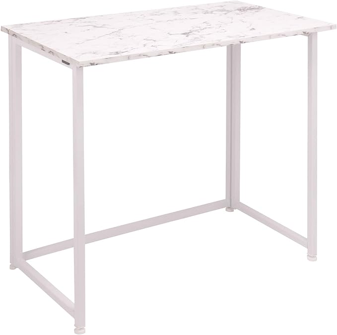 Leopard Outdoor Products Folding Computer Desk for Small Spaces, Space-Saving Home Office Desk, Foldable Computer Table, Laptop Table, Writing Desk, Compact Study Reading Table (Marble White) - LeafyLoom