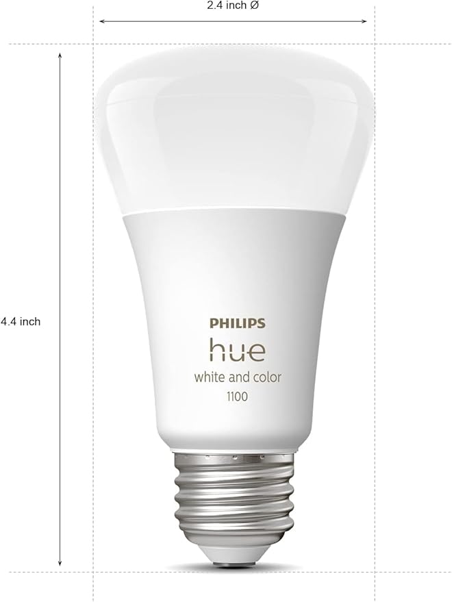 Philips Hue Smart Light Starter Kit - Includes (1) Bridge and (4) 75W A19 E26 LED Smart White and Color Ambiance Bulbs - Control with App - Compatible with Alexa, Google Assistant, and Apple HomeKit PhilipsHue