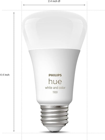 Philips Hue Smart Light Starter Kit - Includes (1) Bridge and (4) 75W A19 E26 LED Smart White and Color Ambiance Bulbs - Control with App - Compatible with Alexa, Google Assistant, and Apple HomeKit PhilipsHue