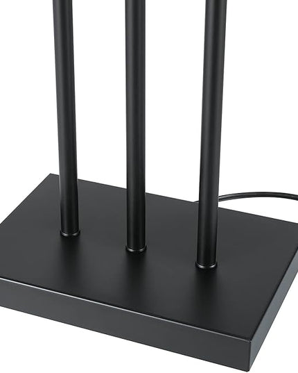 Globe Electric 67522 Ricci 62" Floor Lamp, Matte Black, White Fabric Shade, On Off Switch on Socket - LeafyLoom