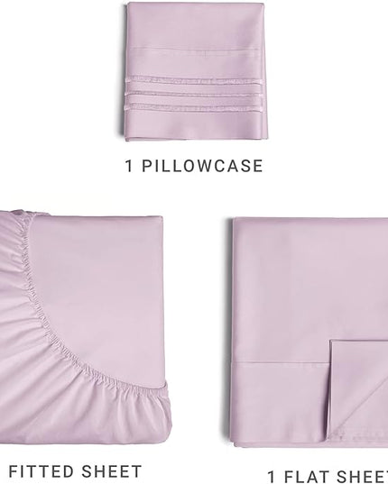Twin XL Size 3 Piece Sheet Set - Comfy Breathable & Cooling Sheets - Hotel Luxury Bed Sheets for Women & Men - Deep Pockets, Easy-Fit, Soft & Wrinkle Free Sheets - Light Lavender Oeko-Tex Bed Sheets - LeafyLoom