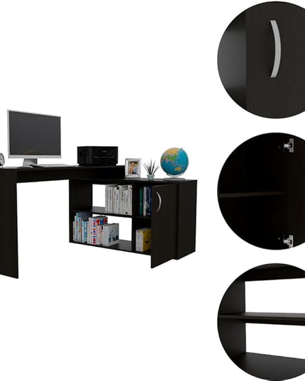 NicBex Kimberly-DW-00001-LWJ Home Office Desks, 59.6"x45.9"x30.1", Black - LeafyLoom