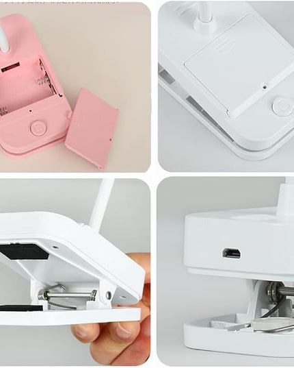 Reading book light,Led desk lamp,White,Desk lamp with USB charging port,Standing, clip-on,Battery and USB dual-use,360° rotating hose,Eye-care desk light,Small and cute desk lamp,Clip on Office lamp - LeafyLoom