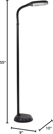 Floor Lamp - Full Spectrum Natural Sunlight Lamp with Bendable Neck - Reading, Craft, Studying, and Esthetician Light by Bedford Home (Black) - LeafyLoom