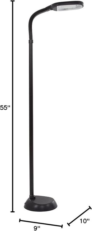 Floor Lamp - Full Spectrum Natural Sunlight Lamp with Bendable Neck - Reading, Craft, Studying, and Esthetician Light by Bedford Home (Black) - LeafyLoom