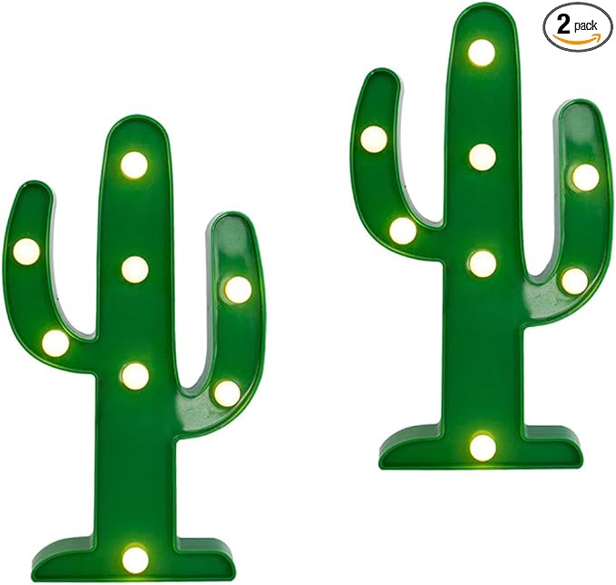 2 Pieces Large Led Cactus Night Lights, Cactus Party Decorations, Carnival Cute Dining Table Decorations, Children's Room Desk Lights, Bedroom Living Room Gifts Decorations (Cactus) - LeafyLoom