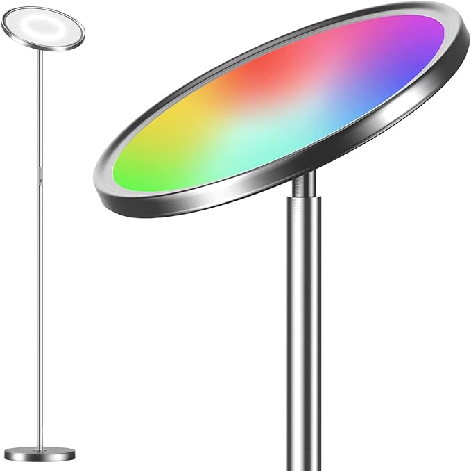 LEPOWER Floor Lamp,Bright LED Floor Lamp with 16 Million Color Choices, Touch Control&Compatible with Alexa, Goolge Home, Smart Control Dimmable Standing Lamp for Living Room, Bedroom, Office - LeafyLoom