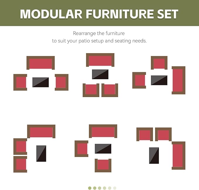 Patio Furniture Set 4 Pieces Conversation Sets Outdoor Wicker Rattan Chairs Garden Backyard Balcony Porch Poolside Loveseat with Soft Cushion and Tempered Glass Table(Brown/Red) - LeafyLoom
