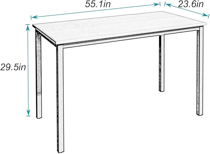 SogesGame Teak Home Office Desk, 55 inch Modern Simple Computer Desk，Writing Study Corner Desk Laptop Table, Easy to Assemble - LeafyLoom