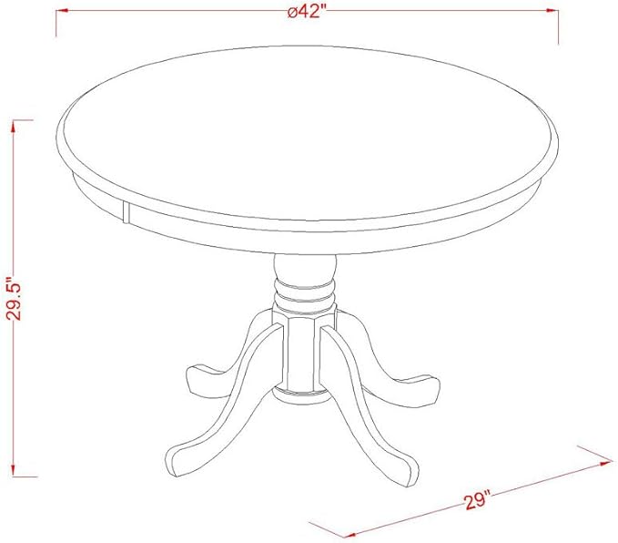 East West Furniture Hartland 5 Piece Modern Set Includes a Round Wooden Table with Pedestal and 4 Dining Chairs, 42x42 Inch, Black & Cherry - LeafyLoom