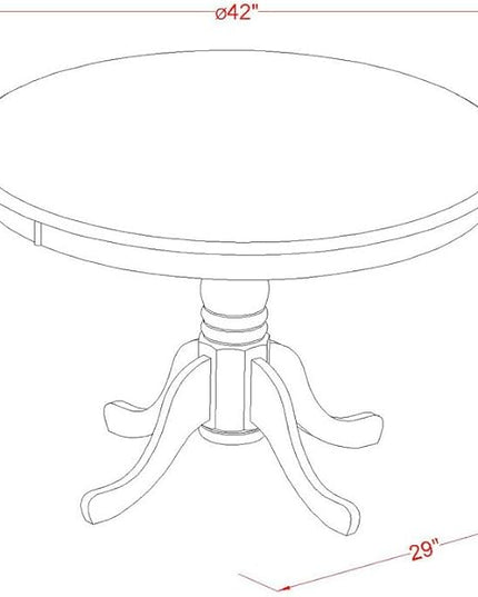 East West Furniture HBEL3-MAH-16 Hartland 3 Piece Room Furniture Set Contains a Round Dining Table with Pedestal and 2 Dark Khaki Linen Fabric Upholstered Chairs, 42x42 Inch - LeafyLoom