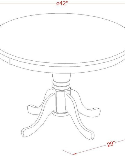 East West Furniture HBDR5-MAH-01 Hartland 5 Piece Modern Dining Set Includes a Round Wooden Table with Pedestal and 4 Cream Linen Fabric Upholstered Parson Chairs, 42x42 Inch - LeafyLoom