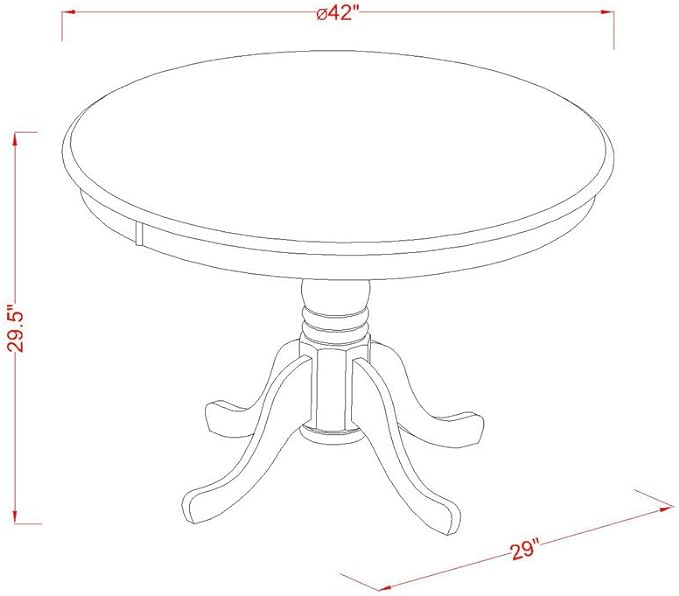 East West Furniture HLML5-MAH-LC 5 Piece Dining Table Set for 4 Includes a Round Kitchen Table with Pedestal and 4 Faux Leather Dining Room Chairs, 42x42 Inch, Mahogany - LeafyLoom
