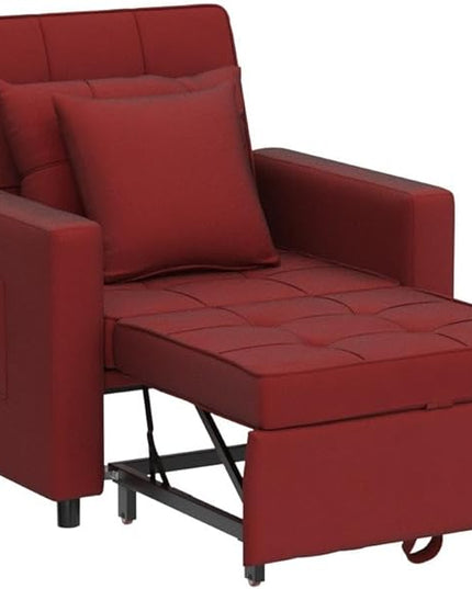 XSPRACER [UPDATED] Convertible Chair Bed, Sleeper Chair Bed 3 in 1, Stepless Adjustable Backrest,Armchair, Sofa, Bed, Fleece, Red, Single One - LeafyLoom