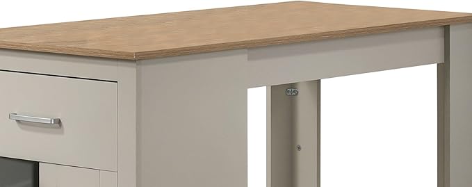 NicBex 23Inch Rectangular Dining Table,Counter Height Kitchen Table with Cabinet and Drawer Storage for 2 to 4,Small Dining Room Table for Kitchen,Meeting Room and Living Room,Space-Saving,Light Gray - LeafyLoom
