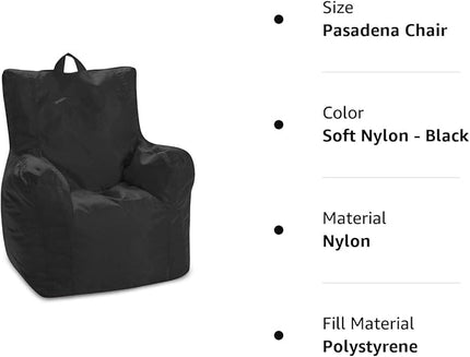 Posh Creations Bean Bag Structured Seat for Toddlers and Kids, Comfy Chair for Children, Pasadena, Black - LeafyLoom