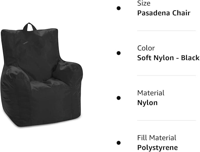 Posh Creations Bean Bag Structured Seat for Toddlers and Kids, Comfy Chair for Children, Pasadena, Black - LeafyLoom