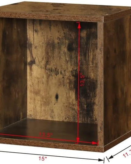 Magic DIY Cube Storage Organizer Stackable Cubes for Home Books Clothes Toy -Modular Cubby Storage System -Closet Organizer -Bookcase Closet (Antique brown, General Cube) - LeafyLoom