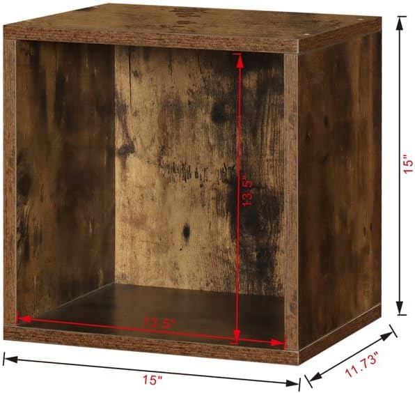 Magic DIY Cube Storage Organizer Stackable Cubes for Home Books Clothes Toy -Modular Cubby Storage System -Closet Organizer -Bookcase Closet (Antique brown, General Cube) - LeafyLoom