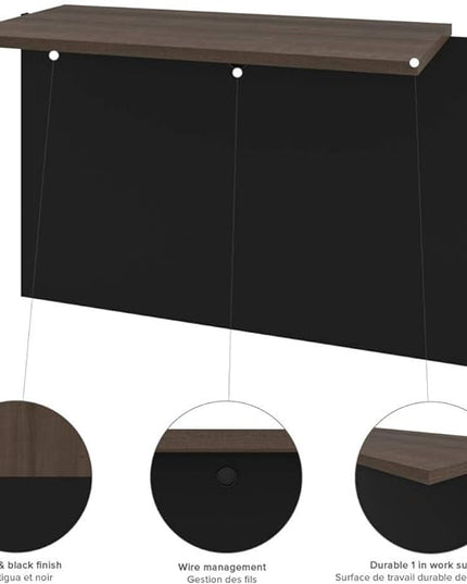 Bestar Connexion Desk Bridge, 40W, Antigua & Black - LeafyLoom