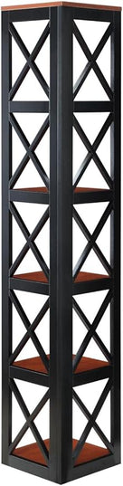 Convenience Concepts Oxford 5 Tier Corner Bookcase, Cherry / Black - LeafyLoom