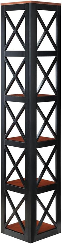 Convenience Concepts Oxford 5 Tier Corner Bookcase, Cherry / Black - LeafyLoom
