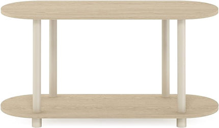 Furinno Turn-N-Tube No Tools Modern Oval Side Table, Bauhaus Oak/Beige - LeafyLoom