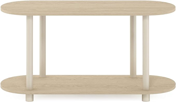 Furinno Turn-N-Tube No Tools Modern Oval Side Table, Bauhaus Oak/Beige - LeafyLoom