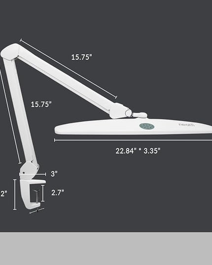 Neatfi Elite HD XL Task Lamp, 3 Adjustable Light Modes, 22 Inches Wide, 2260 Lumens, 84PCS SMD LED, Super Bright Desk Lamp, Non-Polar Dimming (CCT with Clamp, White, 22 Inches) - LeafyLoom