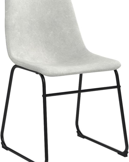 Walker Edison Douglas Urban Industrial Faux Leather Armless Dining Chairs, Set of 2, Grey - LeafyLoom