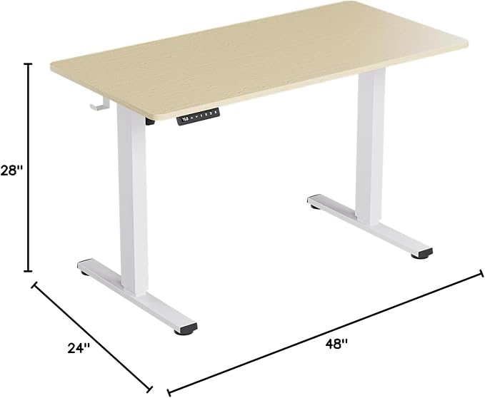 Motorized Standing Desks, Electric Stand Up Desk with Ultra Stable Construction and Cable Management,adjustable Height Desk with Memory Preset Design for Home Office Use 48x24 in Maple - LeafyLoom