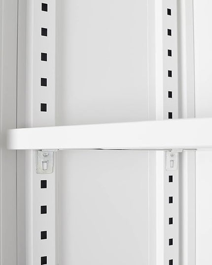 41.97" Metal Storage Doors and Adjustable Shelf,Folding Filing Cabinets w/Solid Steel Tube Locking Shaft,for Home Office,School,Garage,White - LeafyLoom