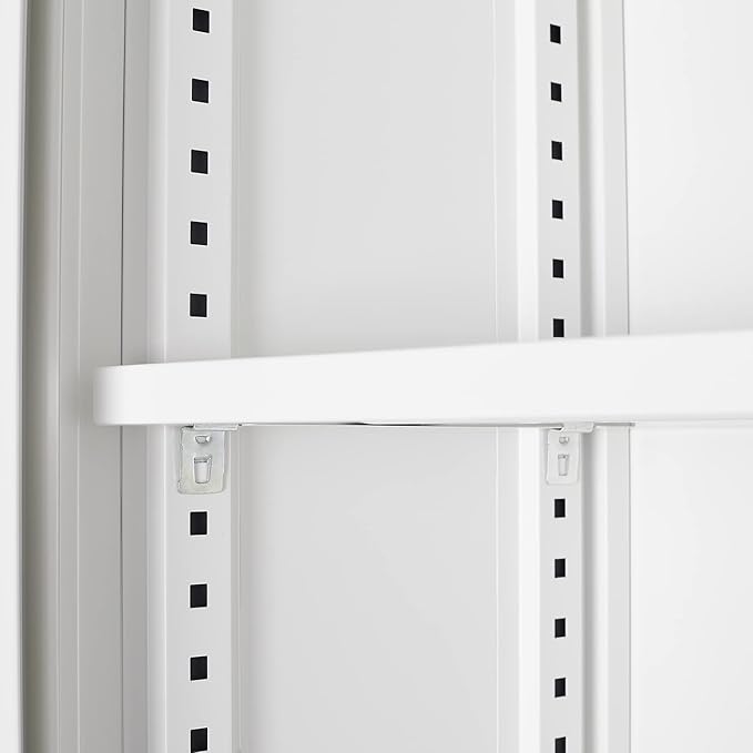 41.97" Metal Storage Doors and Adjustable Shelf,Folding Filing Cabinets w/Solid Steel Tube Locking Shaft,for Home Office,School,Garage,White - LeafyLoom