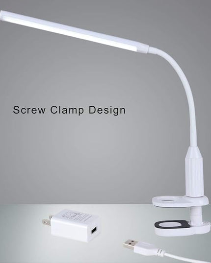 LED Desk Lamp, Clamp on Desk Light, Eye-Caring Gooseneck Clip on Light, 3 Color Modes, Stepless Dimming - Highly Adjustable Clamp Task Lamp/Table Lamp for Reading, Sewing, Drafting, Office - LeafyLoom