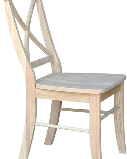International Concepts Pair of X-Back Dining Chairs, Unfinished Wood - LeafyLoom