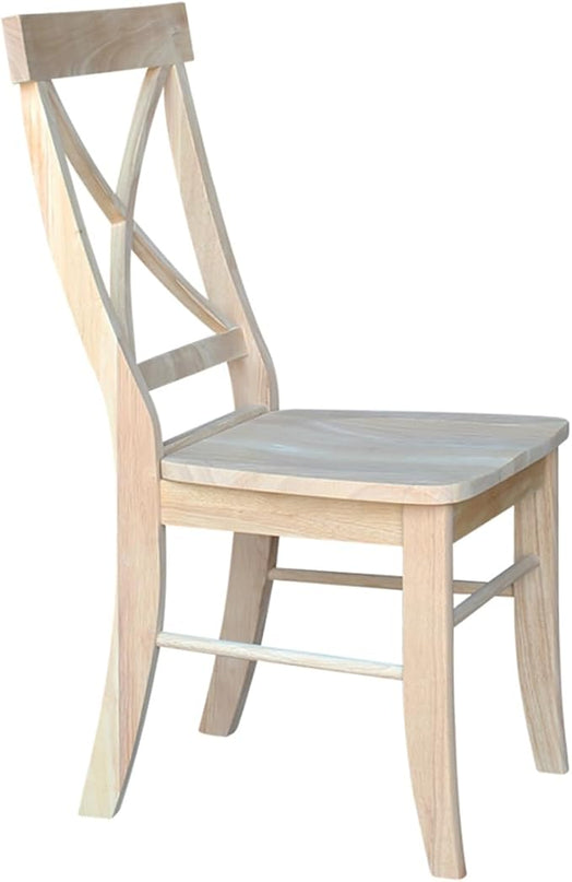 International Concepts Pair of X-Back Dining Chairs, Unfinished Wood - LeafyLoom