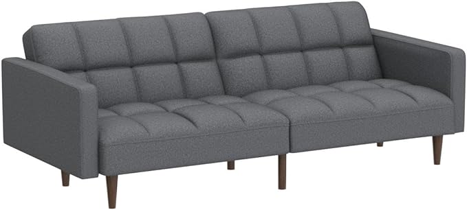 mopio Aaron Couch, Small Sofa, Futon, Sofa Bed, Sleeper Sofa, Loveseat, Mid Century Modern Futon Couch, Sofa Cama, Couches for Living Room, Bedroom (Dark Gray, Fabric) - LeafyLoom