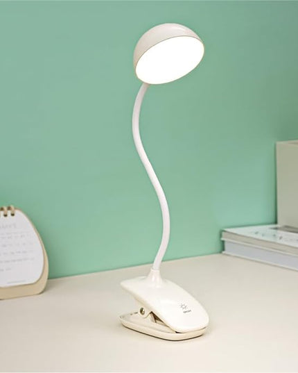 Clip Book Lamp, Foldable Eye Caring Rechargeable Reading Light, Suitable for Reading, Working & Studying (Beige) - LeafyLoom