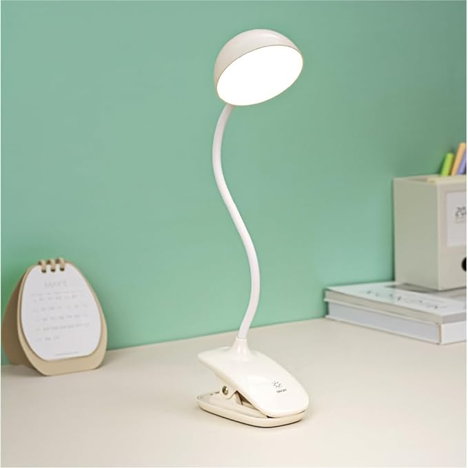 Clip Book Lamp, Foldable Eye Caring Rechargeable Reading Light, Suitable for Reading, Working & Studying (Beige) - LeafyLoom