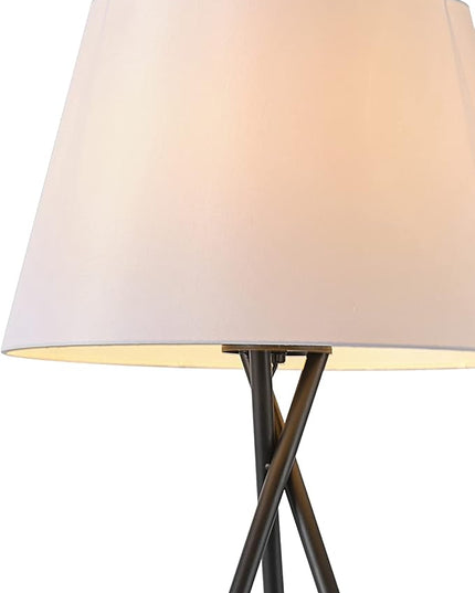 Globe Electric 67519 Allen 59" Floor Lamp, Matte Black, White Linen Shade, On Off Switch on Socket - LeafyLoom