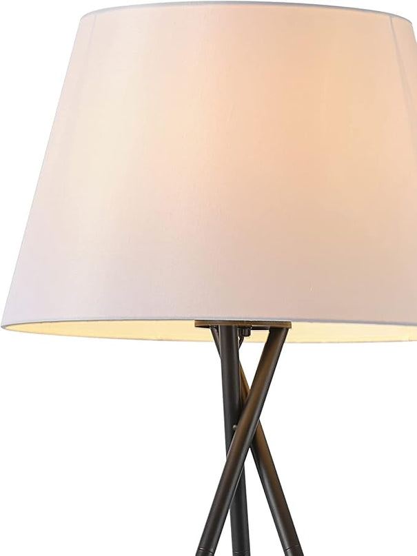 Globe Electric 67519 Allen 59" Floor Lamp, Matte Black, White Linen Shade, On Off Switch on Socket - LeafyLoom