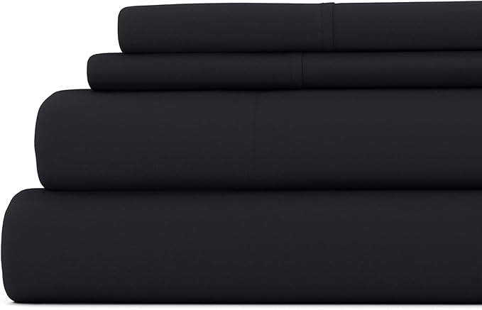 Linen Market Bed Sheets for King Size Bed (Black) - Sleep Better Than Ever with These Soft and Cooling King Sheets - Deep Pocket Fits 16" Thick Beds - 4 Piece King Sheet Set - LeafyLoom