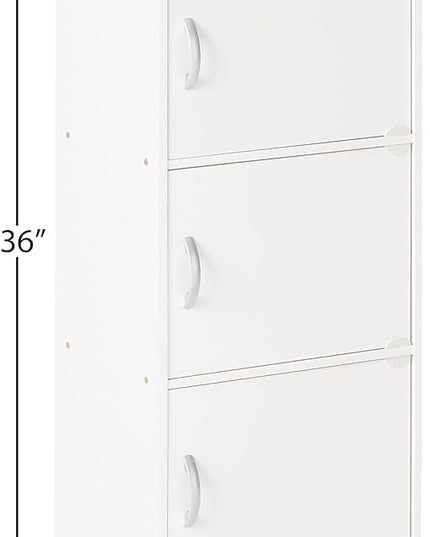 Hodedah Heavy Duty Engineered Wooden 3 Door Enclosed Multipurpose Storage Cabinet with Included Hardware for Easy Assembly, White - LeafyLoom