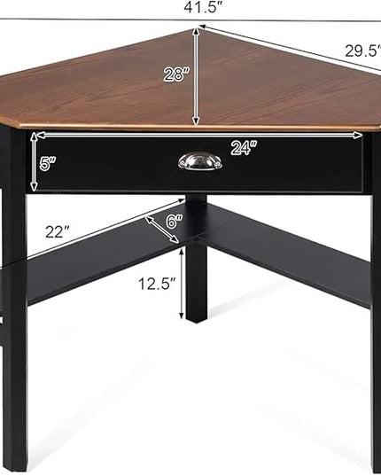 Corner Desk, Coffee - LeafyLoom